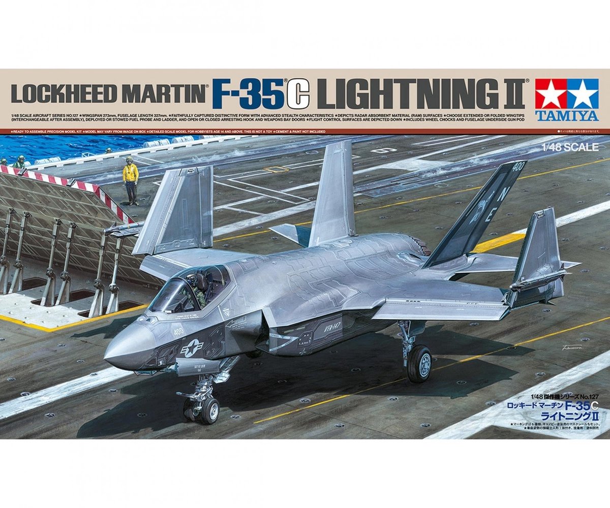 Tamiya modelbouwpakket militaire voertuigen - 61127 lockheed martin f-35c lightning ii - straaljager plastic - 1:48 - modelbouw