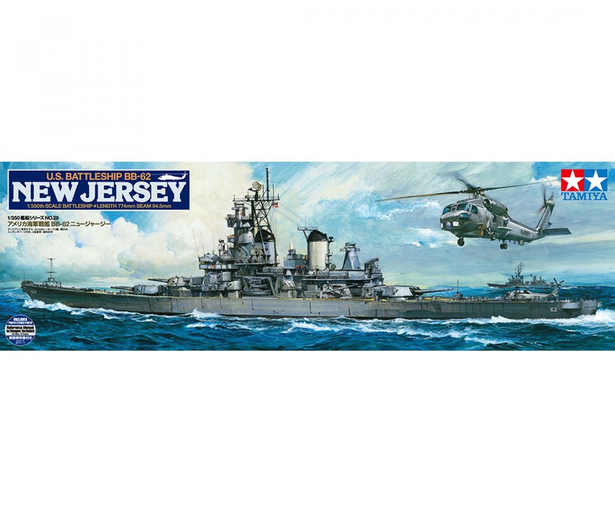 Tamiya modelbouwpakket schepen - 78028 us battleship new jersey bb-62 plastic - 1:350 - modelbouw