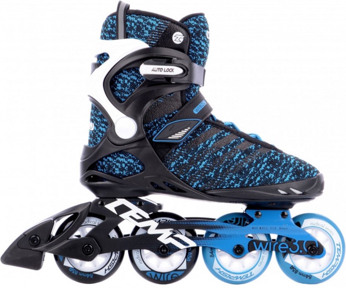 Tempish wire 3.0 84 skeelers - 4x84mm wielen - fitness inline skates - zwart blauw - maat 43