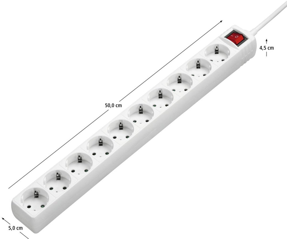 Hama stekkerdoos met schakelaar - 10-voudig - 3m kabel - wit