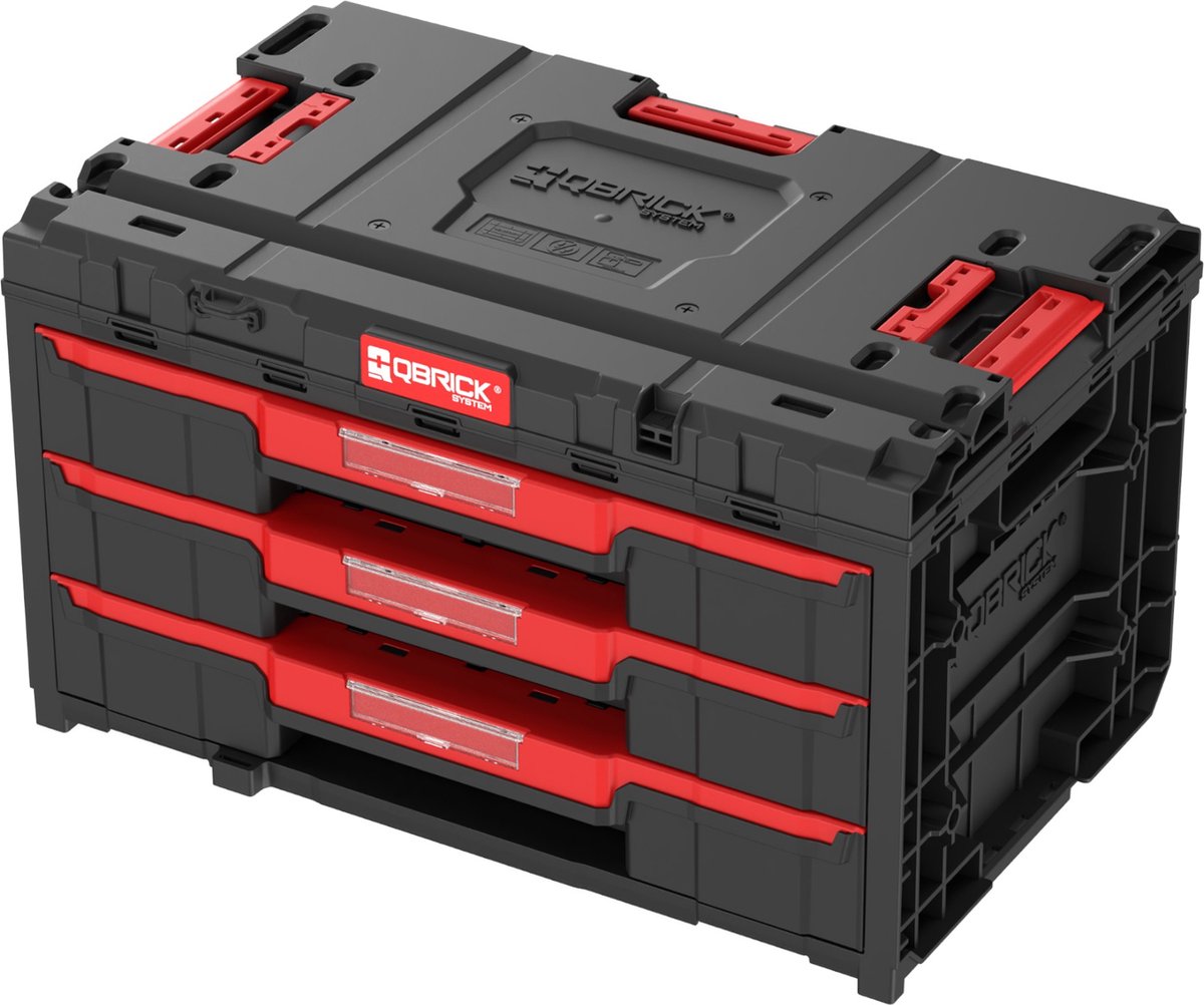 Qbrick system one lade 3 gereedschapskist 2.0 gereedschapskist 587 x 380 x 340 mm 27 l met drie laden