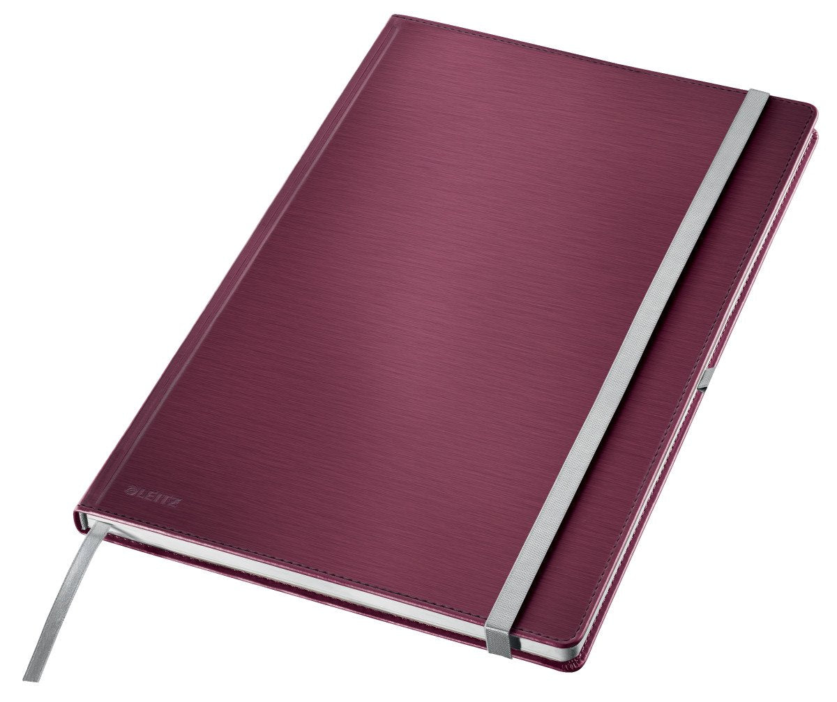 Leitz style notitieboek a4 gelijnd - met hardcover - 100 grams papier - granaat rood