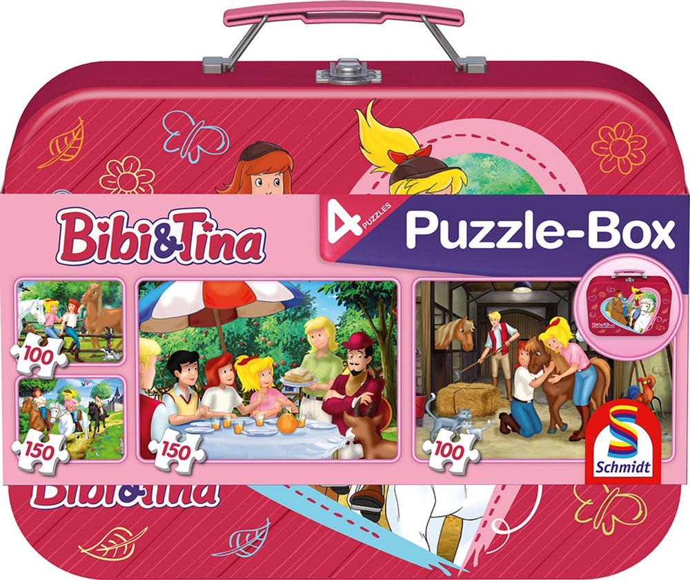 Schmidt - legpuzzel - bibi tina, puzzelbox, 2x100 2x150 stukjes in metalen koffer - kinderen - vanaf 6 jaar