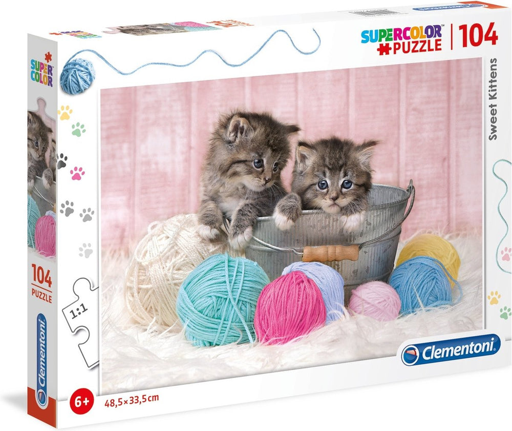 Clementoni legpuzzel supercolor sweet kittens 104 stukjes