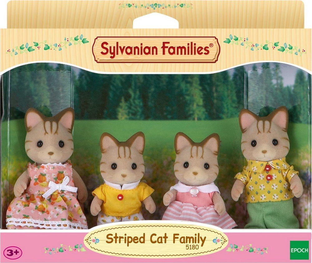 Sylvanian families 5180 familie gestreepte kat- fluweelzachte speelfiguren