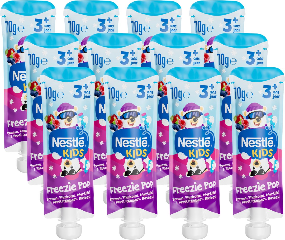 Nestlé kids freezie pop appel framboos bosbes - 3+ jaar - 12 x 70g
