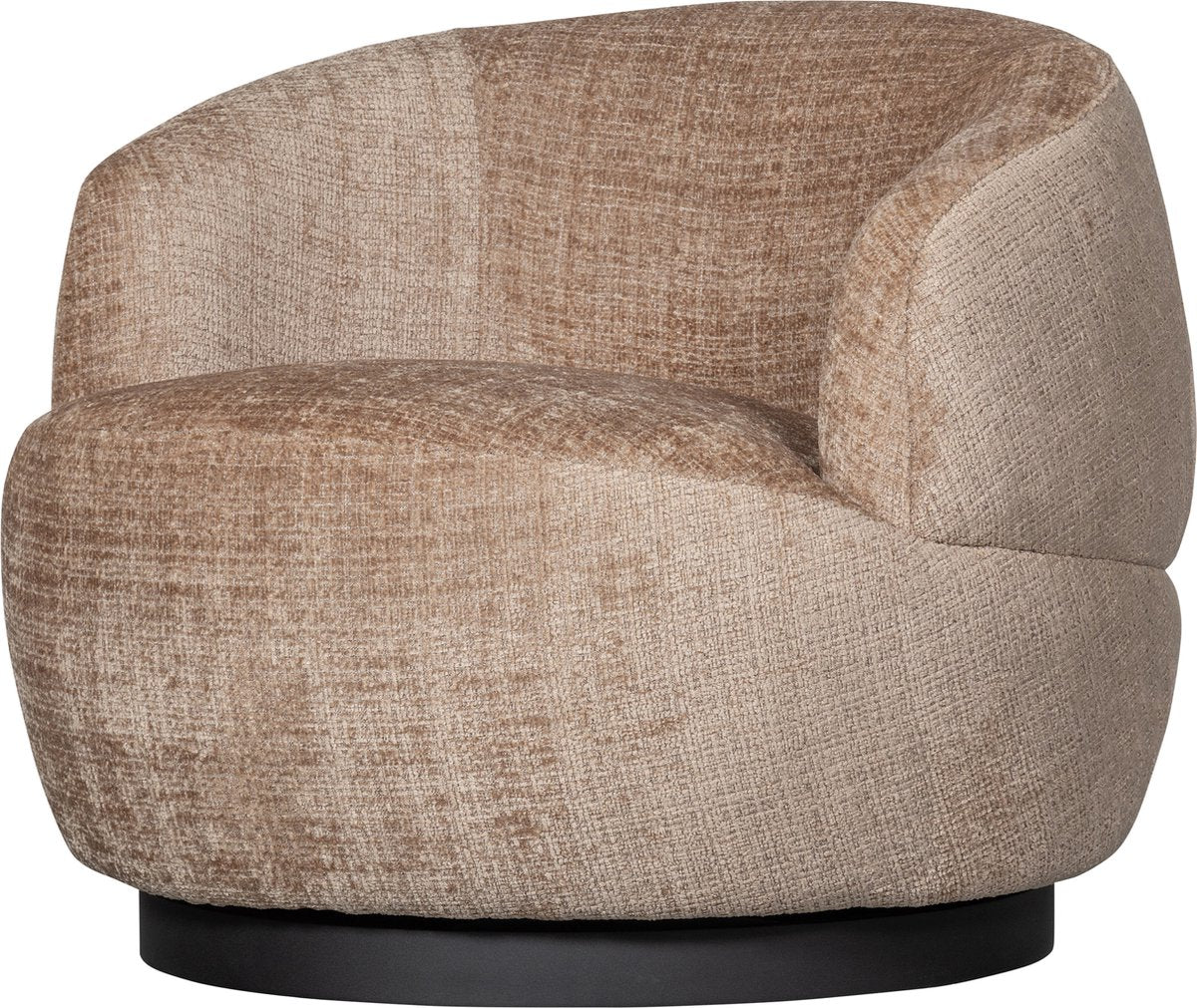 Woood woolly draaifauteuil - chenille - zand - 71x84x88