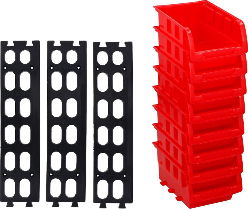 Kinzo stapelbare bakjes - 8 stuks - met ophangsysteem