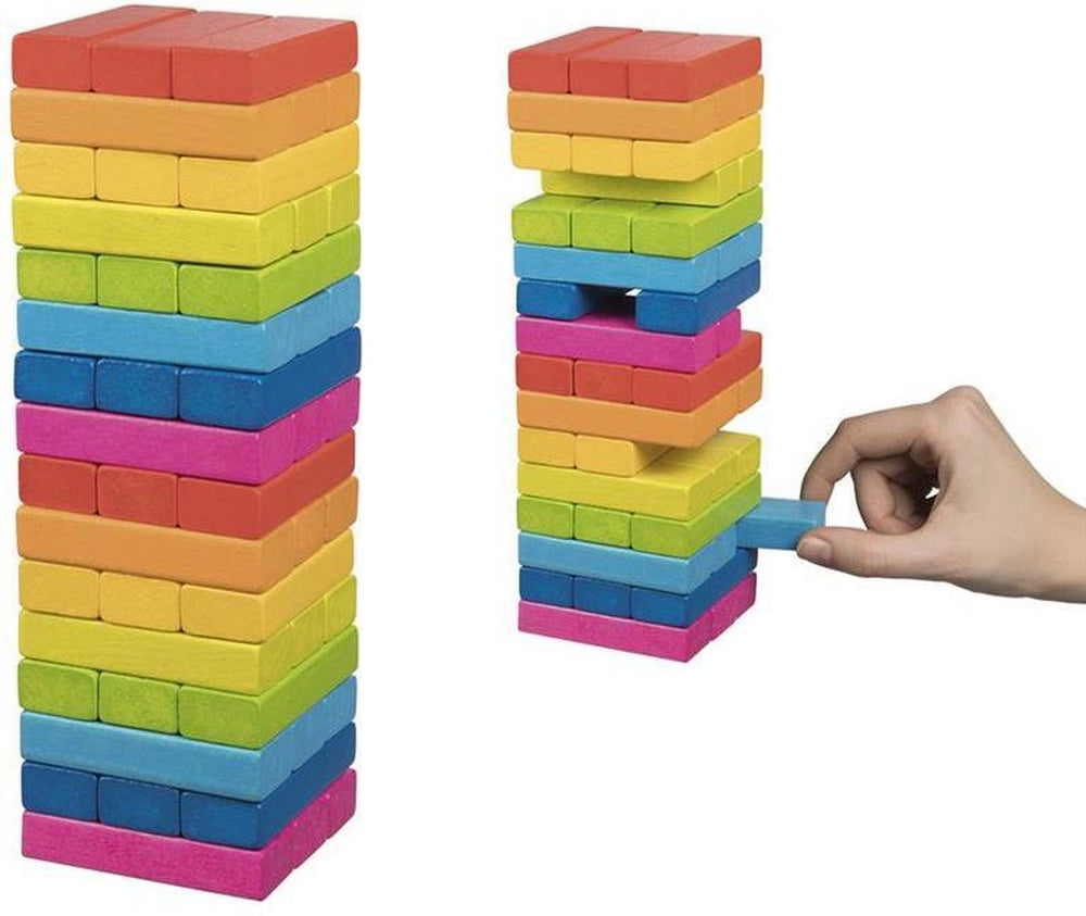 Goki balancerende toren - regenboog - 48 blokken - hout - 4 jaar
