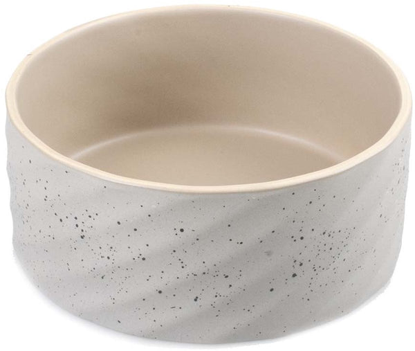Duvo plus dinner time eetkom stone wavy dune - keramieken voerbak voor hond en kat - vaatwasserbestendig - m 1250ml - grijsgroen