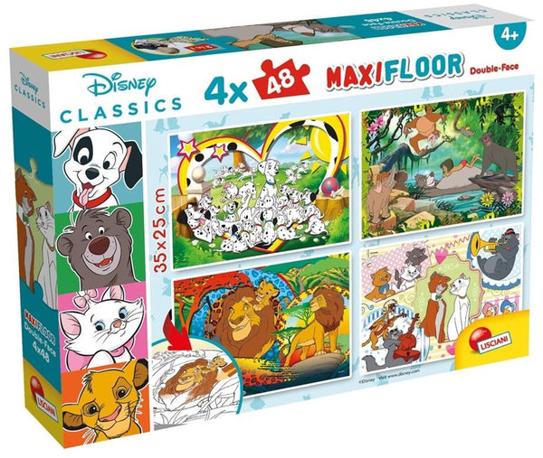 Lisciani - disney classics - double face - puzzel maxifloor - 4 x 48 stukjes