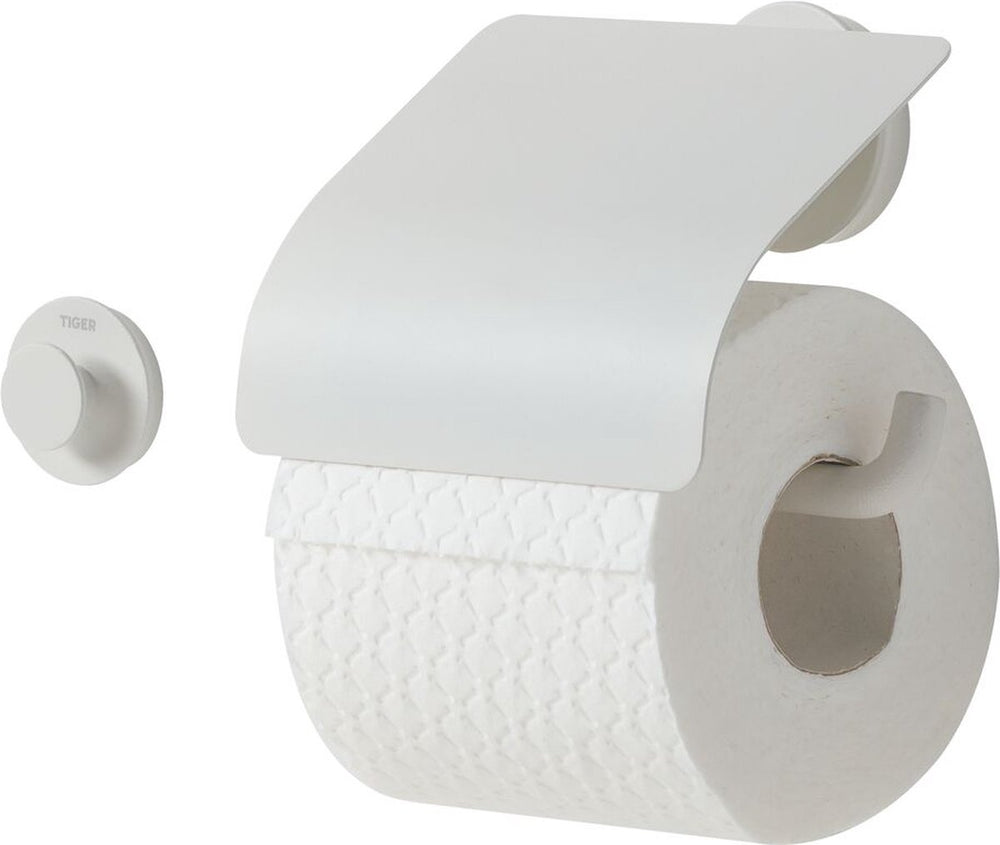 Tiger urban - wc rolhouder met klep (1x) - inclusief handdoekhaak klein (1x) - wit
