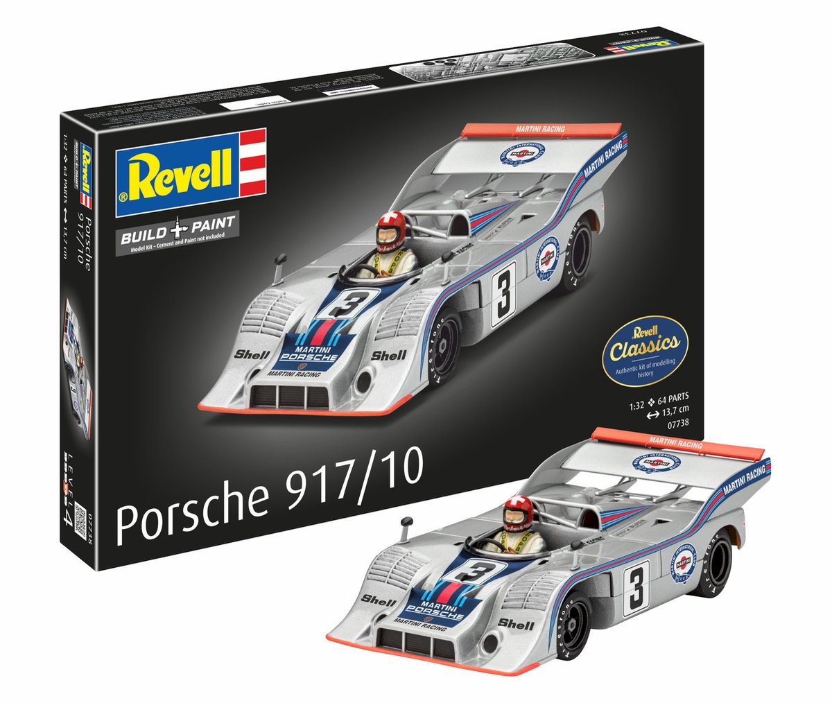 Revell modelbouwpakket auto - 07738 porsche 917 10 - duitse rauto plastic - 1:32 - modelbouw