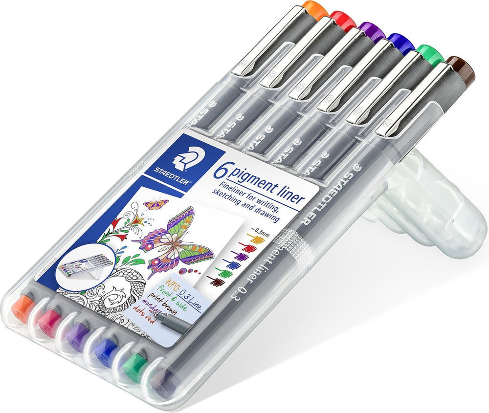 Staedtler - pigment liner - box 6 kleuren - 0,3 mm