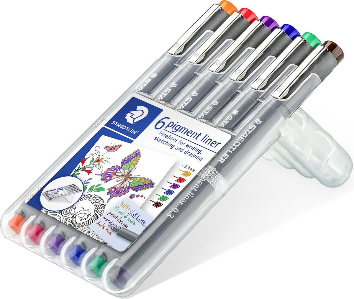 Staedtler - pigment liner - box 6 kleuren - 0,3 mm