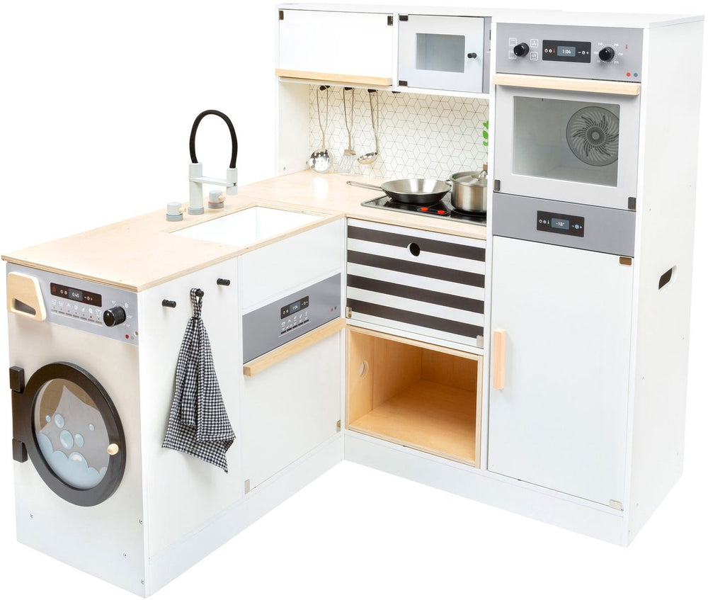 Small foot - wooden modular play kitchen xl white, 9-piece.