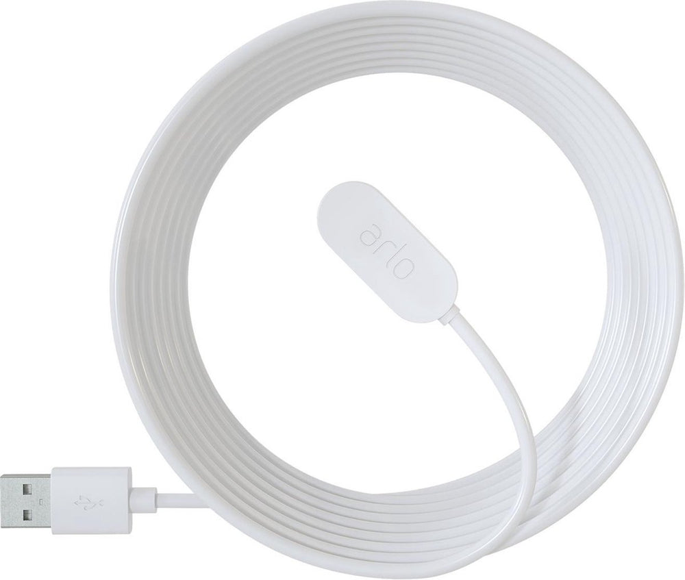 Arlo magnetische stroomkabel voor binnen (wit) - stroomkabel - gecertficieerd accessoire - 2,4 m magnetische stroomkabel - compatibel met ultra 2 (+xl), pro 5, pro 4 (+xl), pro 3, go 2 beveiligingscamera's floodlight - vma5000c-100eus