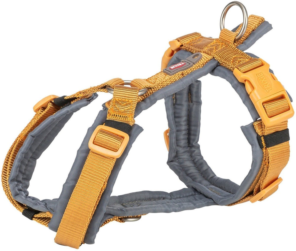 Trixie hondentuig premium trekking curry geel grafiek grijs