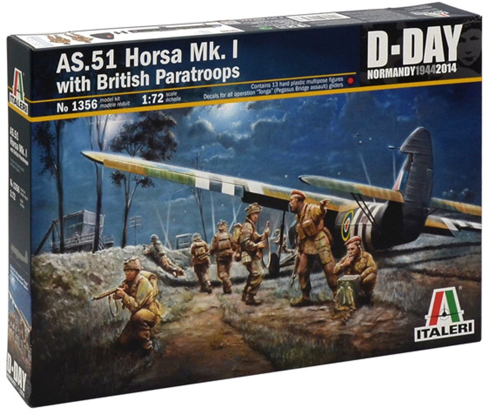 Italeri modelbouwpakket militaire voertuigen - 1356 as.51 horsa mk.i with british paratroops - 75 anniversary d-day 1944 2019 plastic - 1:72 - modelbouw