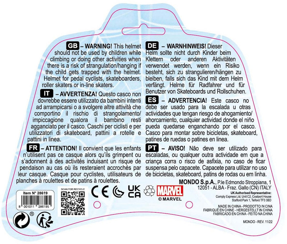Mondo spiderman helm - verstelbaar - 52-56cm