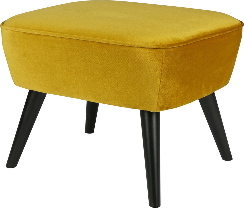 Woood sara hocker op poten - velvet - oker - 56x41x36