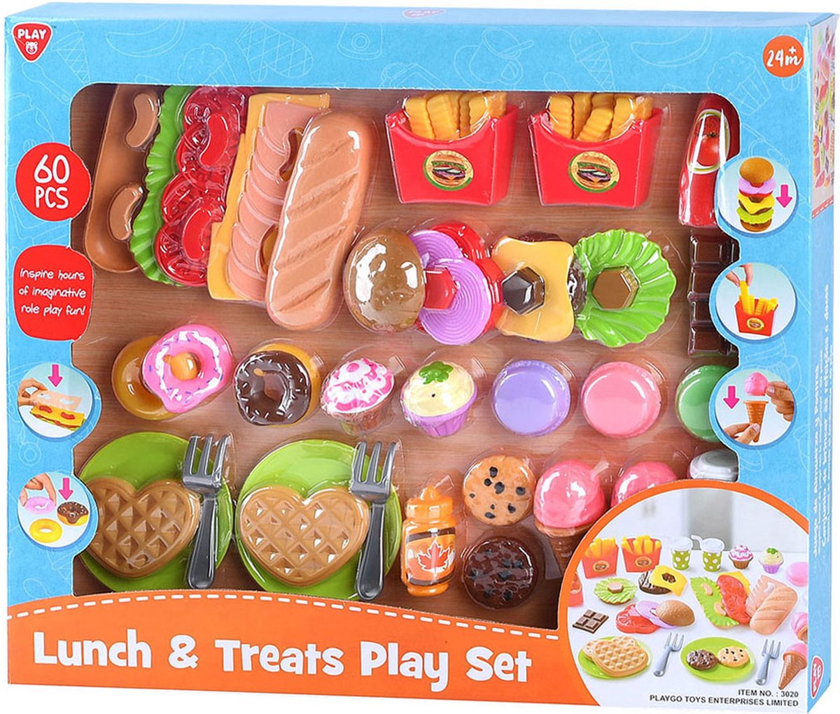 Speel speelgoed eten lunch en snacks speelset, 60dlg.