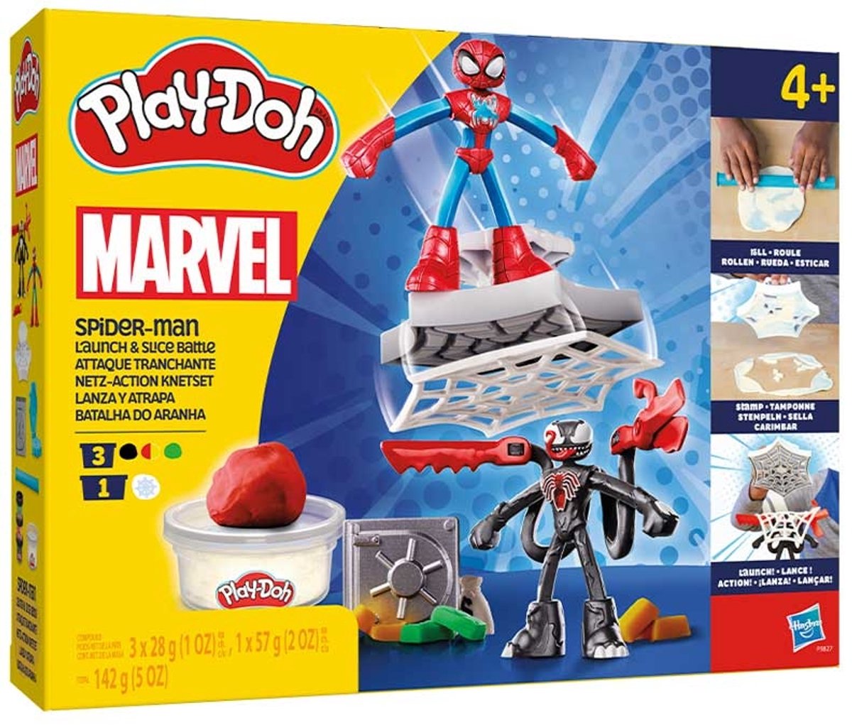 Play-doh marvel spider-man werp en snij speelset - boetseerklei - inclusief 2 figuren