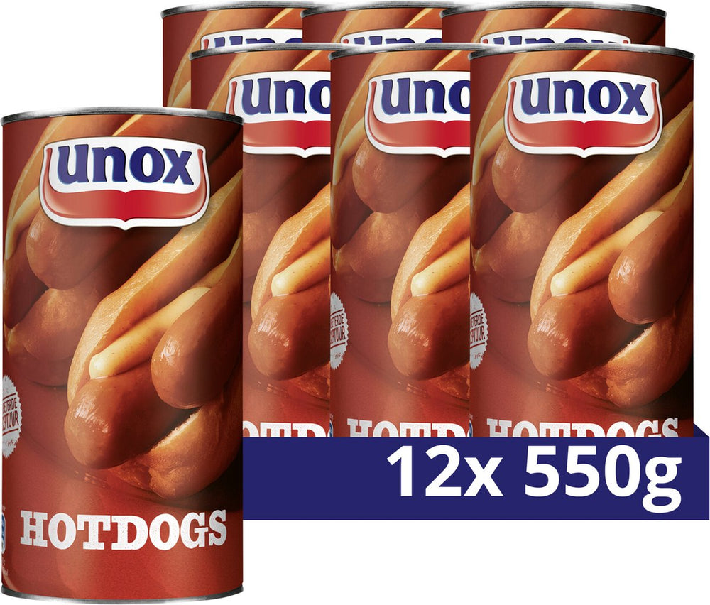 Unox worsten - hotdogs - naar amerikaans recept, met de unieke -kruiding - 12 x 550 g