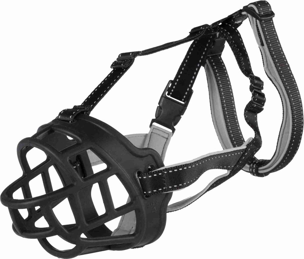Trixie muilkorf - muzzle flex silicone - zwart - maat m - snuit omtrek 25 cm