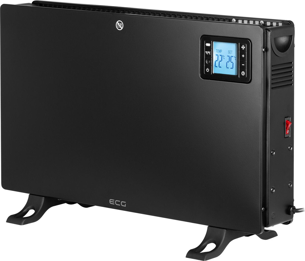 Ecg tk 2080 dr black - hete lucht convector kachel - thermostaat - 3 vermogensstanden 750 1250 2000 w - turbo
