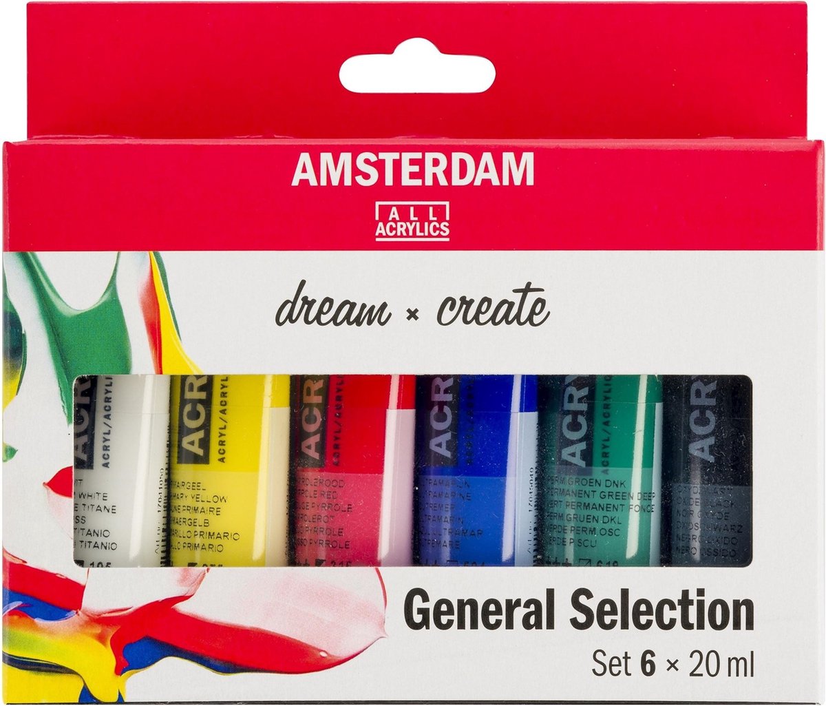 peinture acrylique Amsterdam junior 20 ml 6 couleurs