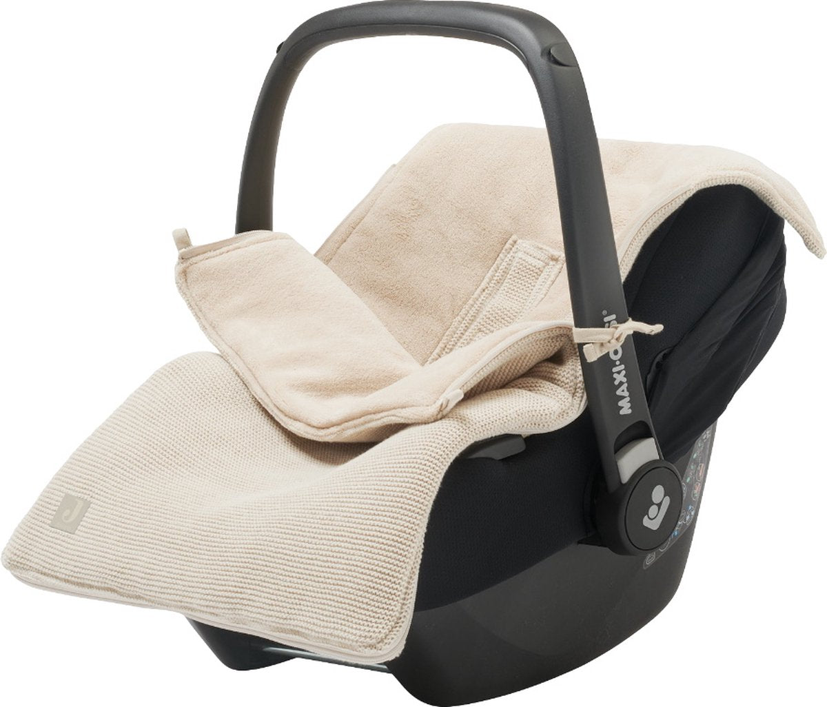 Jollein - voetenzak voor autostoel kinderwagen (nougat) - basic knit - katoen - polyester - footmuff maxi cosi, kinderwagen of autostoel - 42x82cm