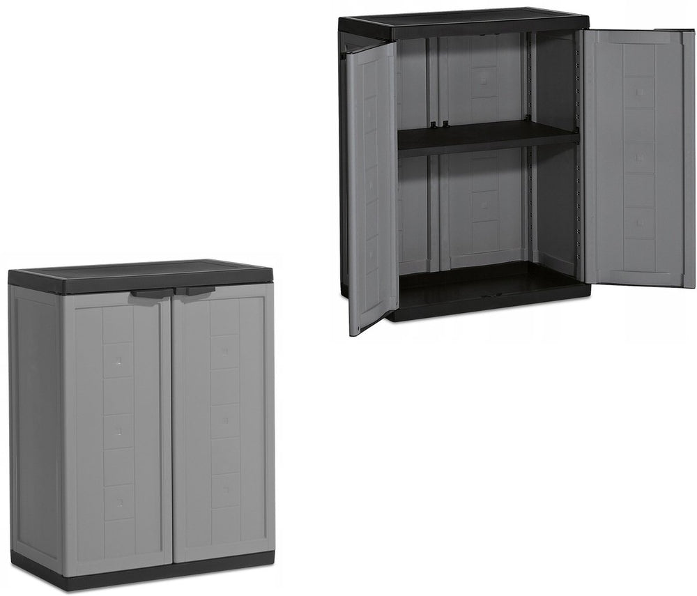 Kis jolly opbergkast laag - 68x85x39 cm - grijs zwart