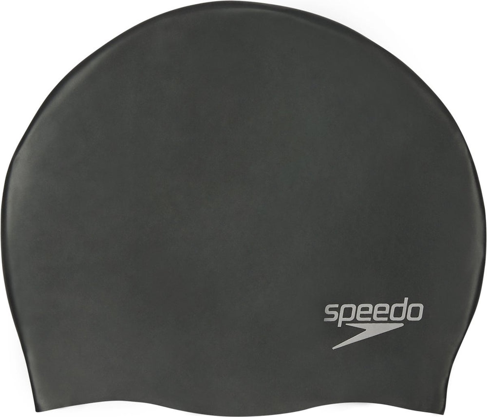 Speedo plain moulded silicone cap badmuts - zwart