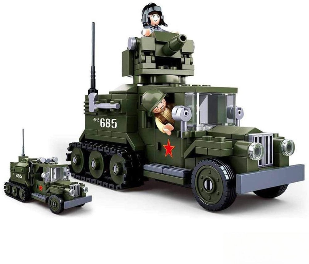 Sluban army wwii half-track 2-in-1 legervoertuig bouwspeelgoed – constructiespeelgoed modelbouw – bouwdoos met 243 bouwstenen – m38-b0685 vanaf 8 jaar