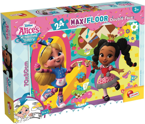 Lisciani - alice in wonderland - double face - puzzel maxifloor - backery - 24 stukjes