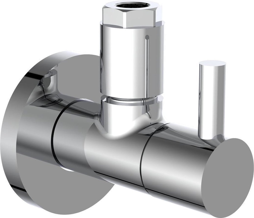 Kirchhoff hoekstopkraan rond - van messing met rozet - 1 2 x 3 8 of 10 mm - chroom