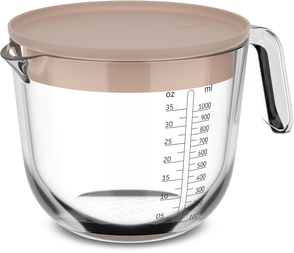 Glas maatbeker 1l met dekselkrijt