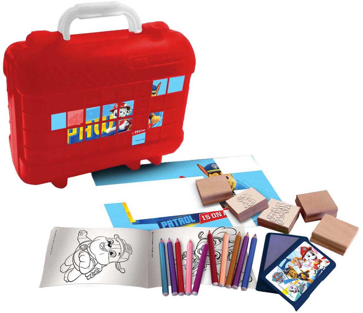 Multiprint Paw Patrol reis stempel- en kleurkoffer