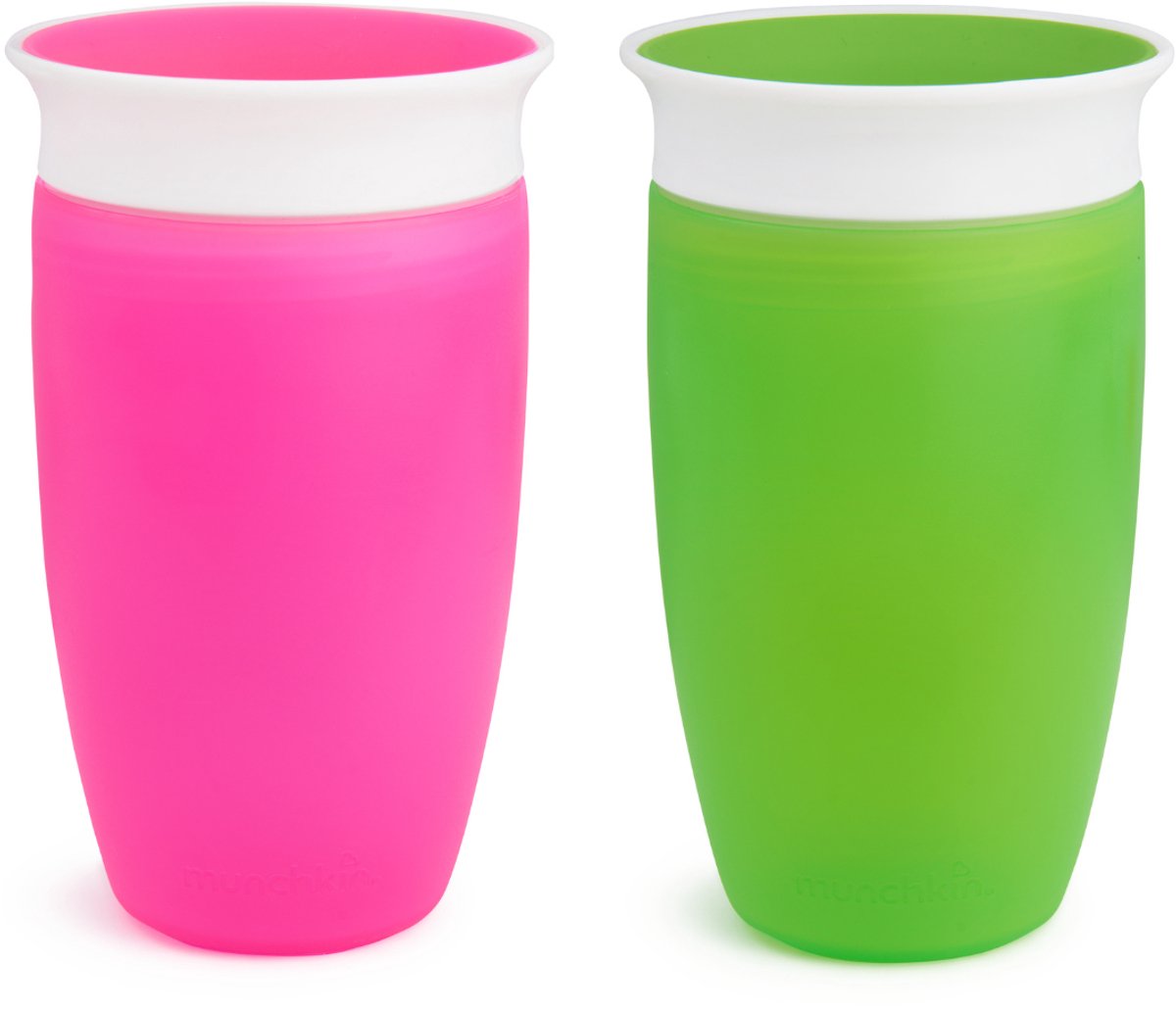 Munchkin 2pk miracle anti-lek 360° drinkbeker - sippy cup - oefenbeker voor baby en kind - 296ml - 2 stuks - roze groen