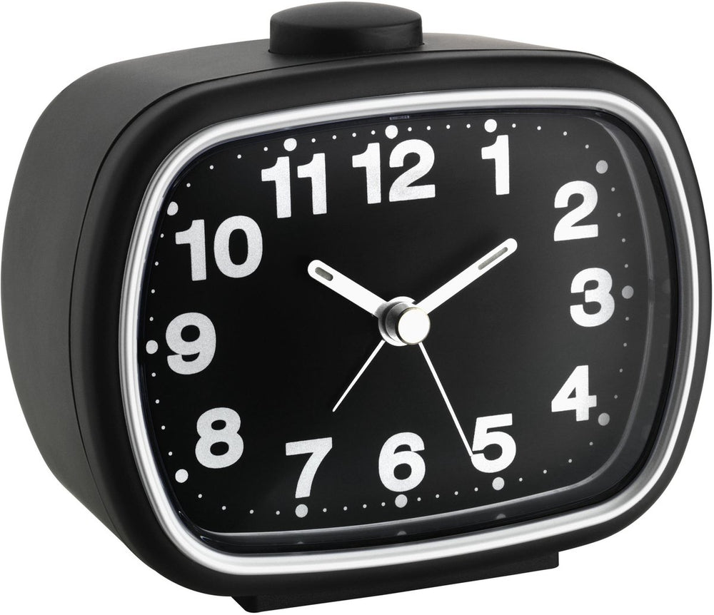 Tfa dostmann 60.1017 - wekker - analoog - quartz - alarm - snooze - fluorescerende wijzers - achtergrondverlichting - zwart - wit