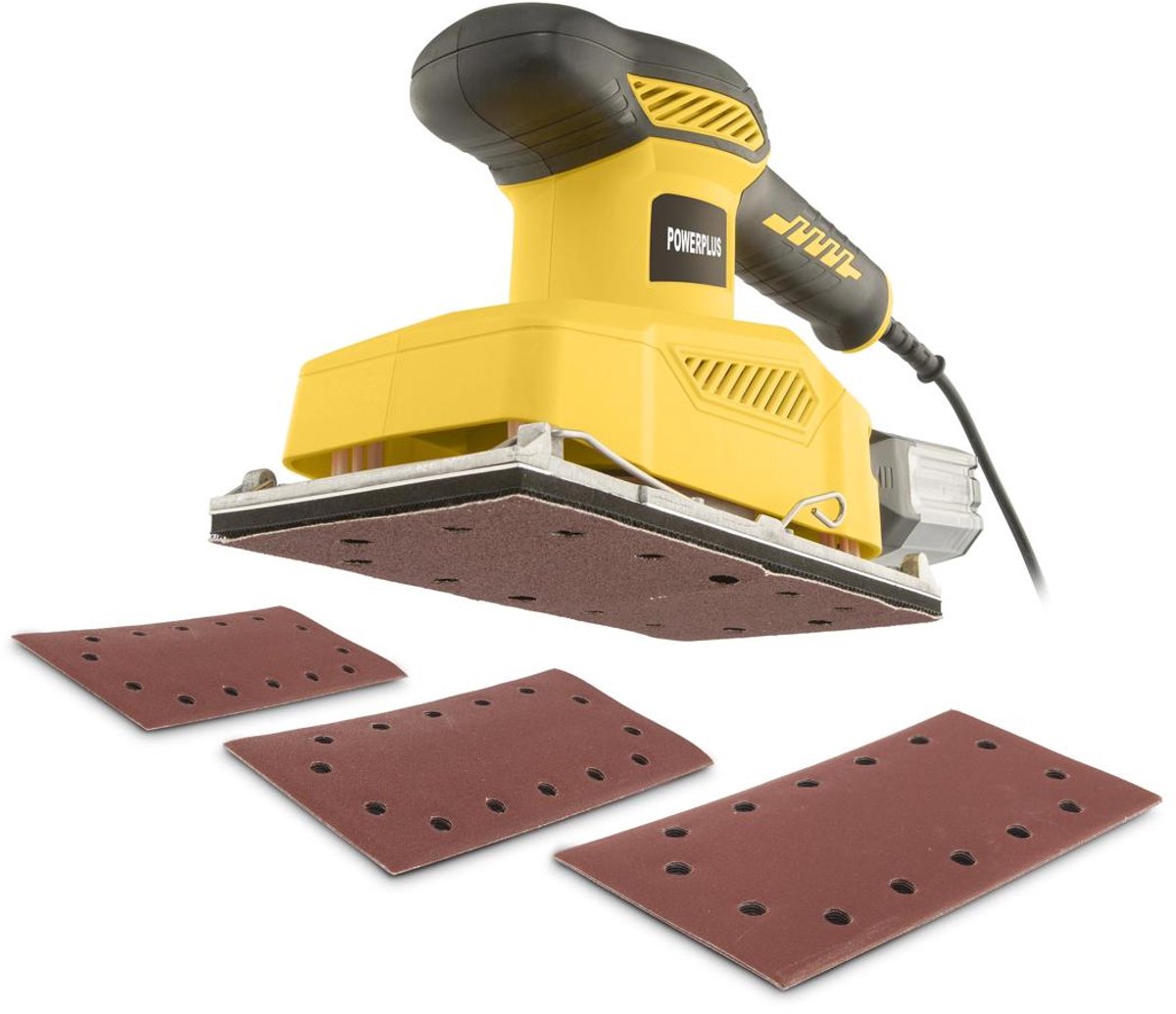 Powerplus elektrische vlakschuurmachine powx04410 - 350w - schuurpapier 230 x 115 mm - 24000min-1 - met 6 acc.
