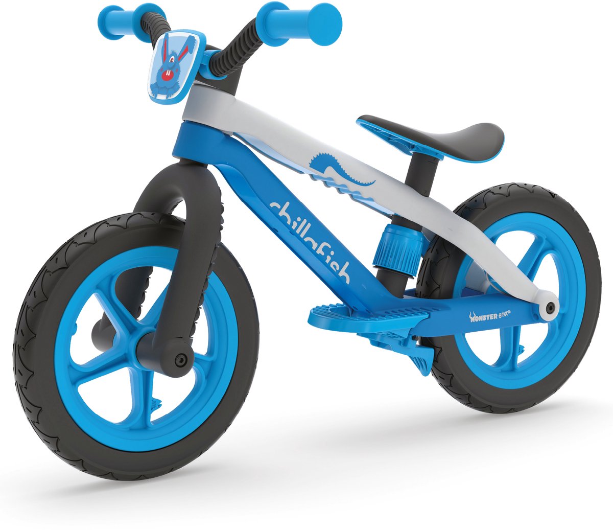 Chillafish loopfiets 2 jaar met voetsteun en voetrem - blauw - lichtgewicht loopfiets jongens en meisjes tot 5 jaar met verstelbaar zadel en 12 rubberskin banden voor extra grip binnen en buiten - model bmxie 2