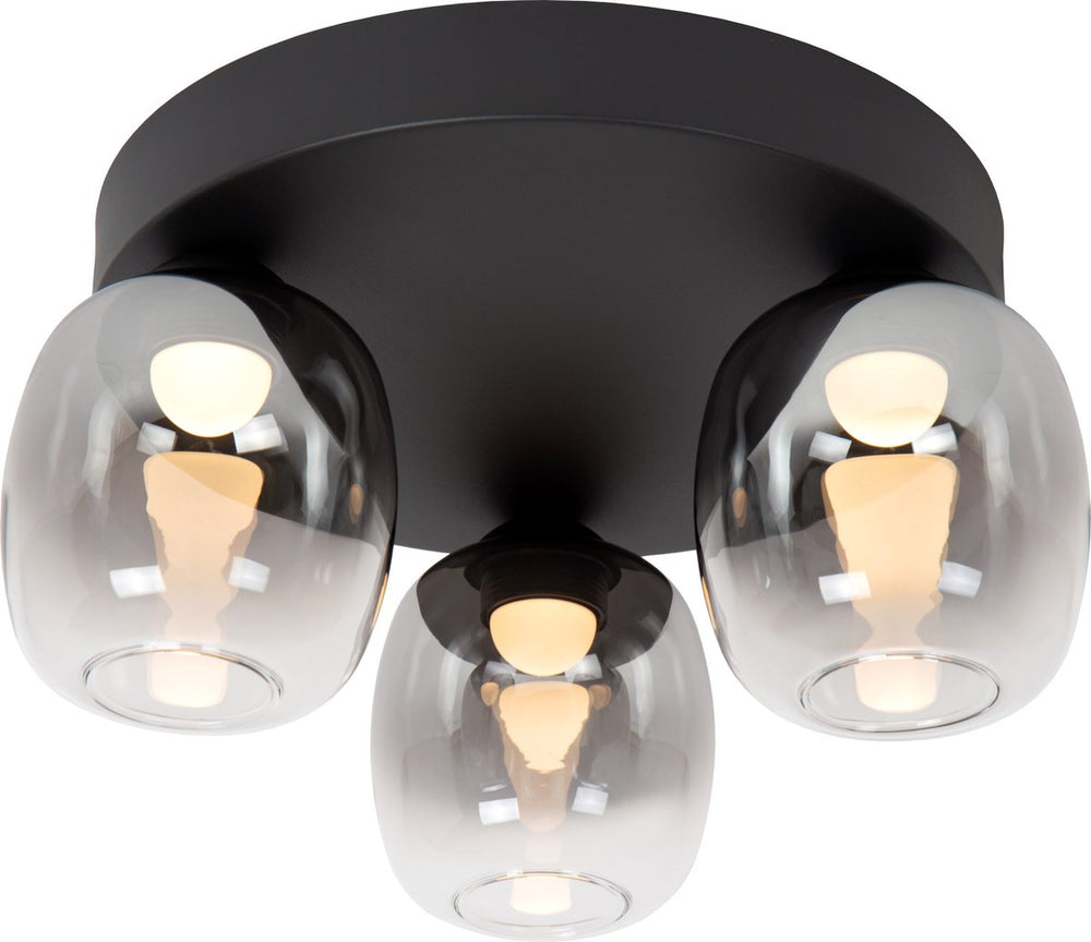 Lucide tamino - plafonnière (plafondlamp) - led dimbaar - 3x5,6w 3000k - zwart