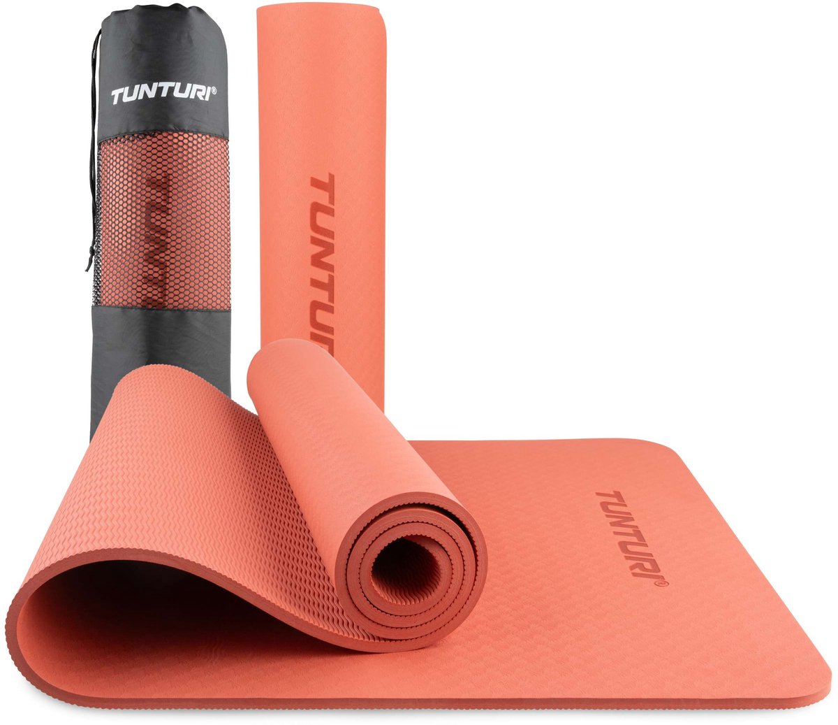 Tunturi yoga mat 8mm - pilates mat - extra dikke fitness mat - 183x61x0,8 cm - incl draagtas - ecologisch materiaal - eenvoudig te reinigen - rosé goud