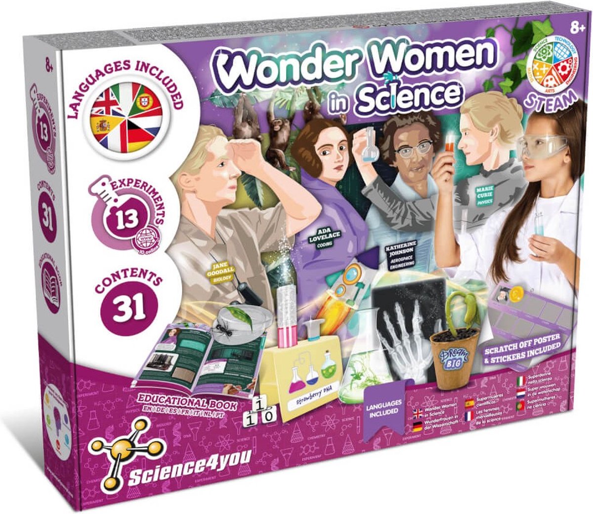 Science 4 you science4you wonder women in science - experimenteerset voor meisjes 8-12+ - speelgoedset met knutselset - stem speelgoed met wetenschapskit