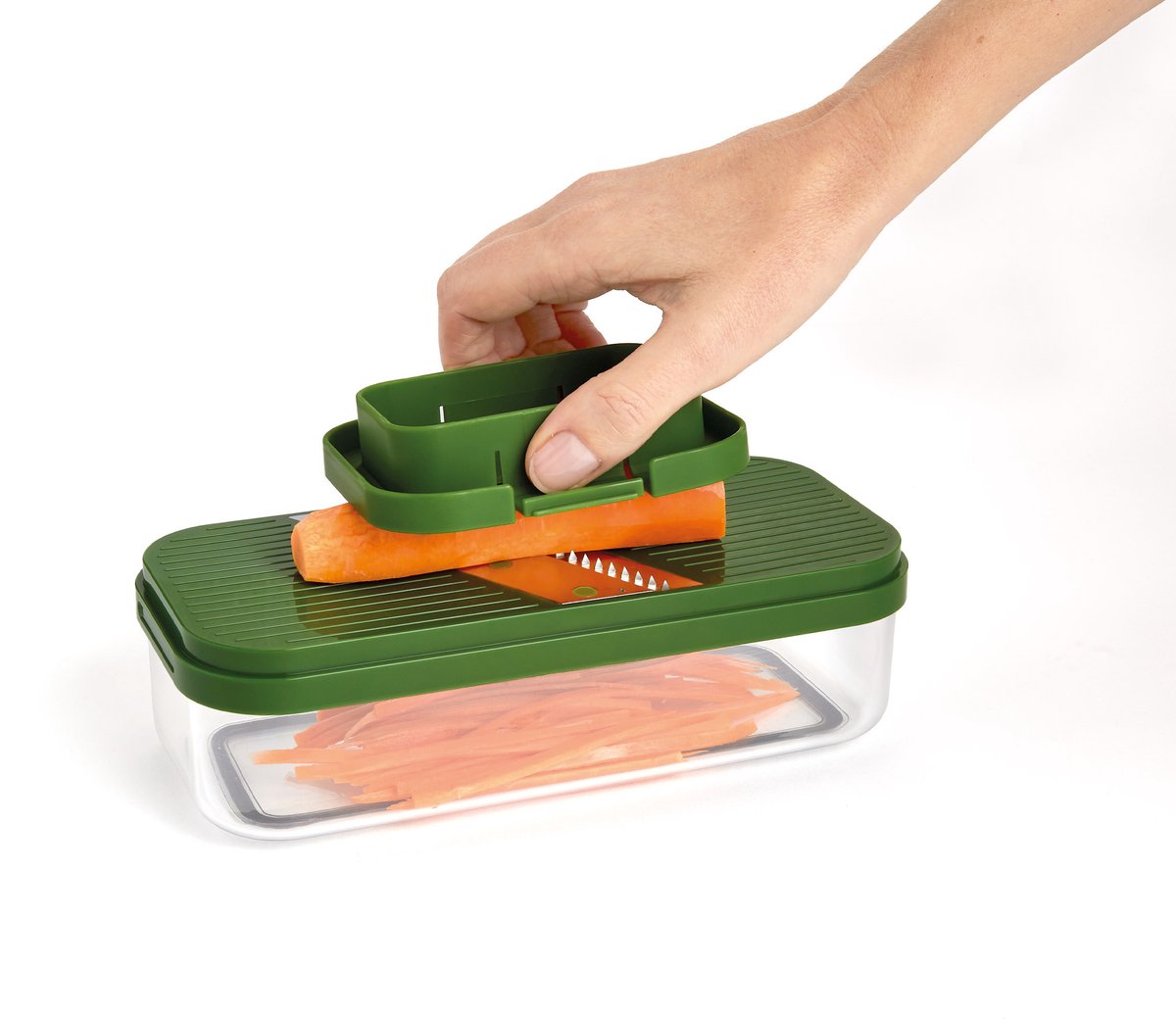 Joseph joseph - multi-prep compact mandoline met opvangbak 6-delig - siliconen - multicolor