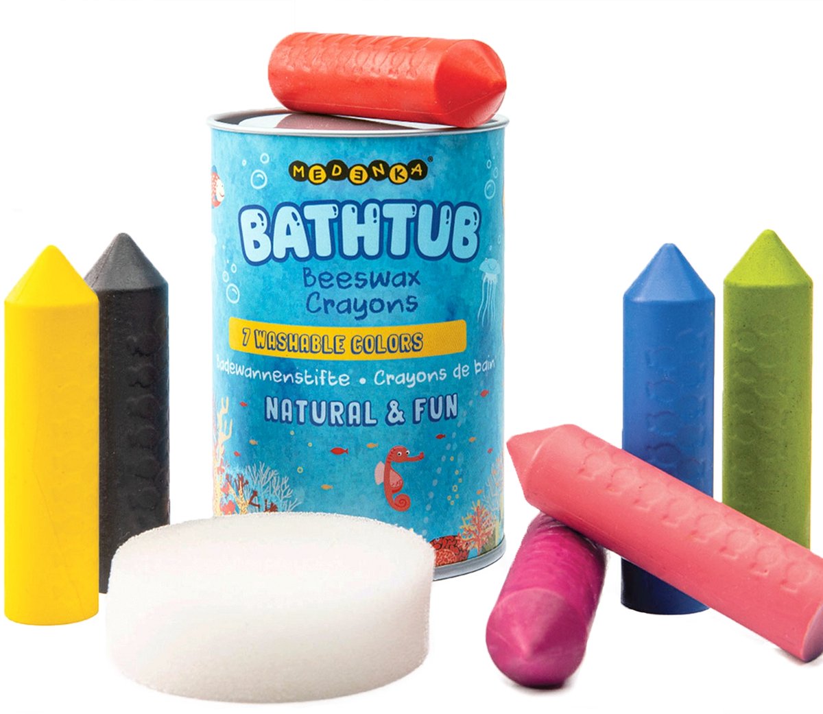 Medenka ® bijenwas badkrijtjes – 7 kleuren – 100% natuurlijk veilig – creatief kleurplezier voor kleine kunstenaars – handgemaakt milieuvriendelijk – geschikt voor kinderen vanaf 3 jaar