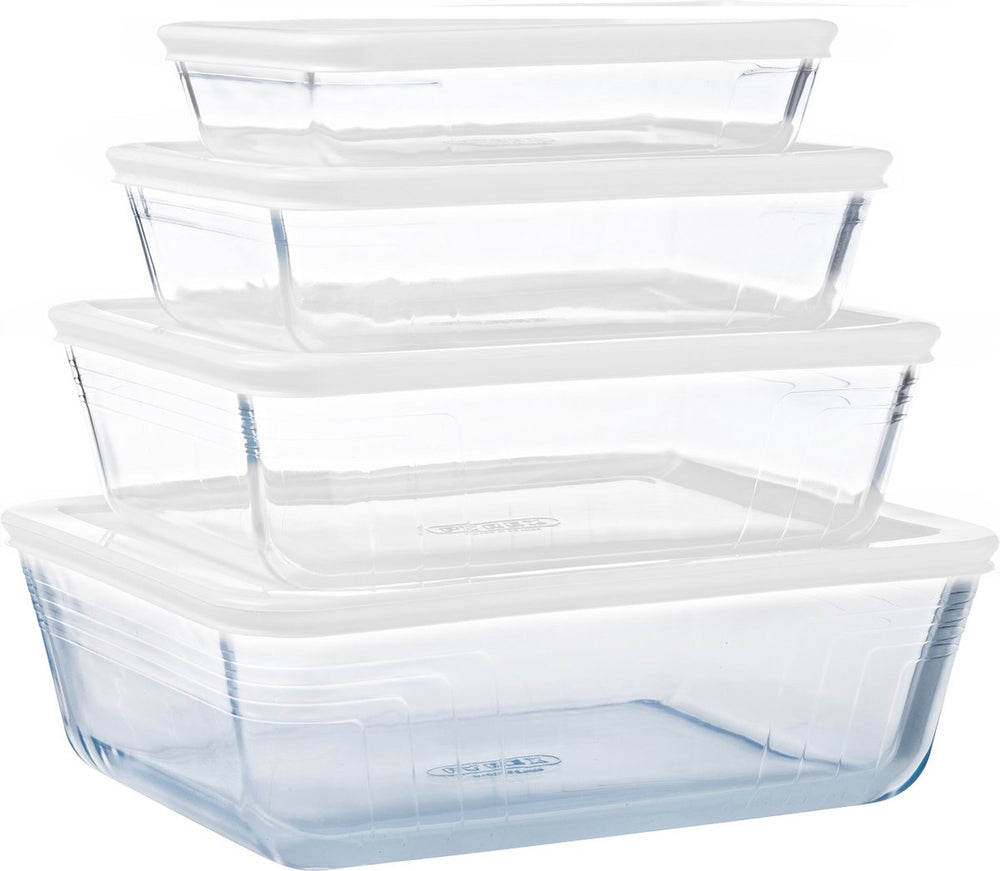 Pyrex cook freeze ovenschaal met deksel - set van 4 stuks - glas -