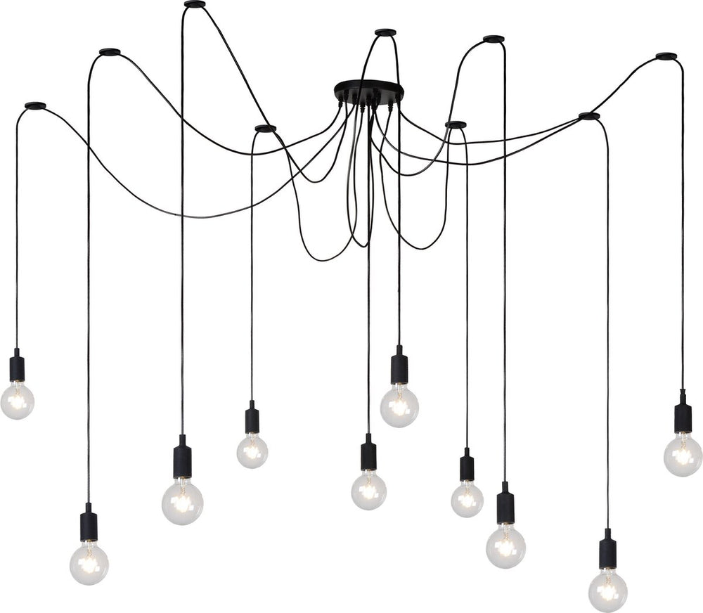 Lucide fix - hanglamp - 10xe27 - geschikt voor vide en hoge plafonds - zwart